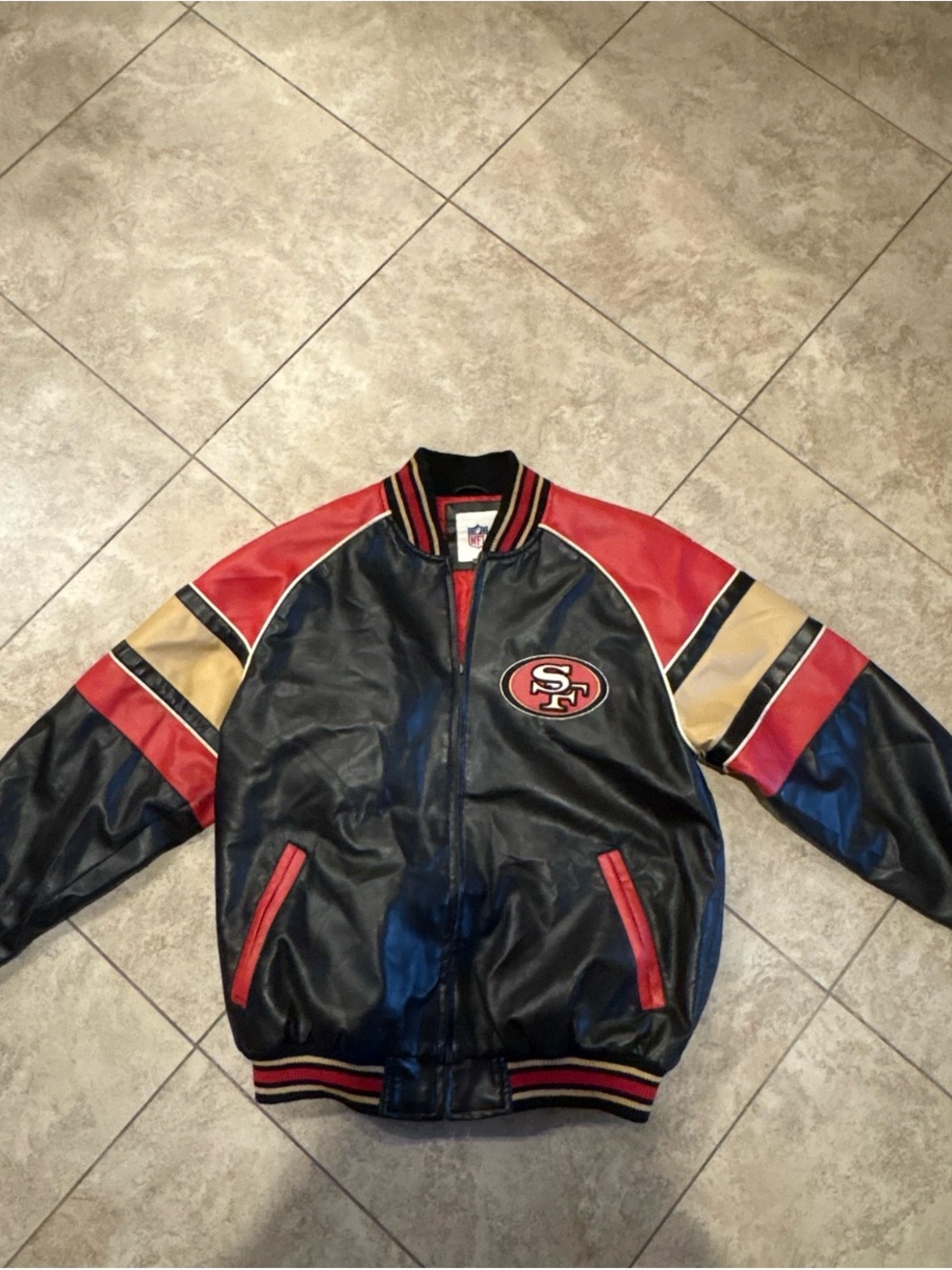 NFL San Francisco 49ers size L ,Black, Red & Gold Varsity Bomber Jacket